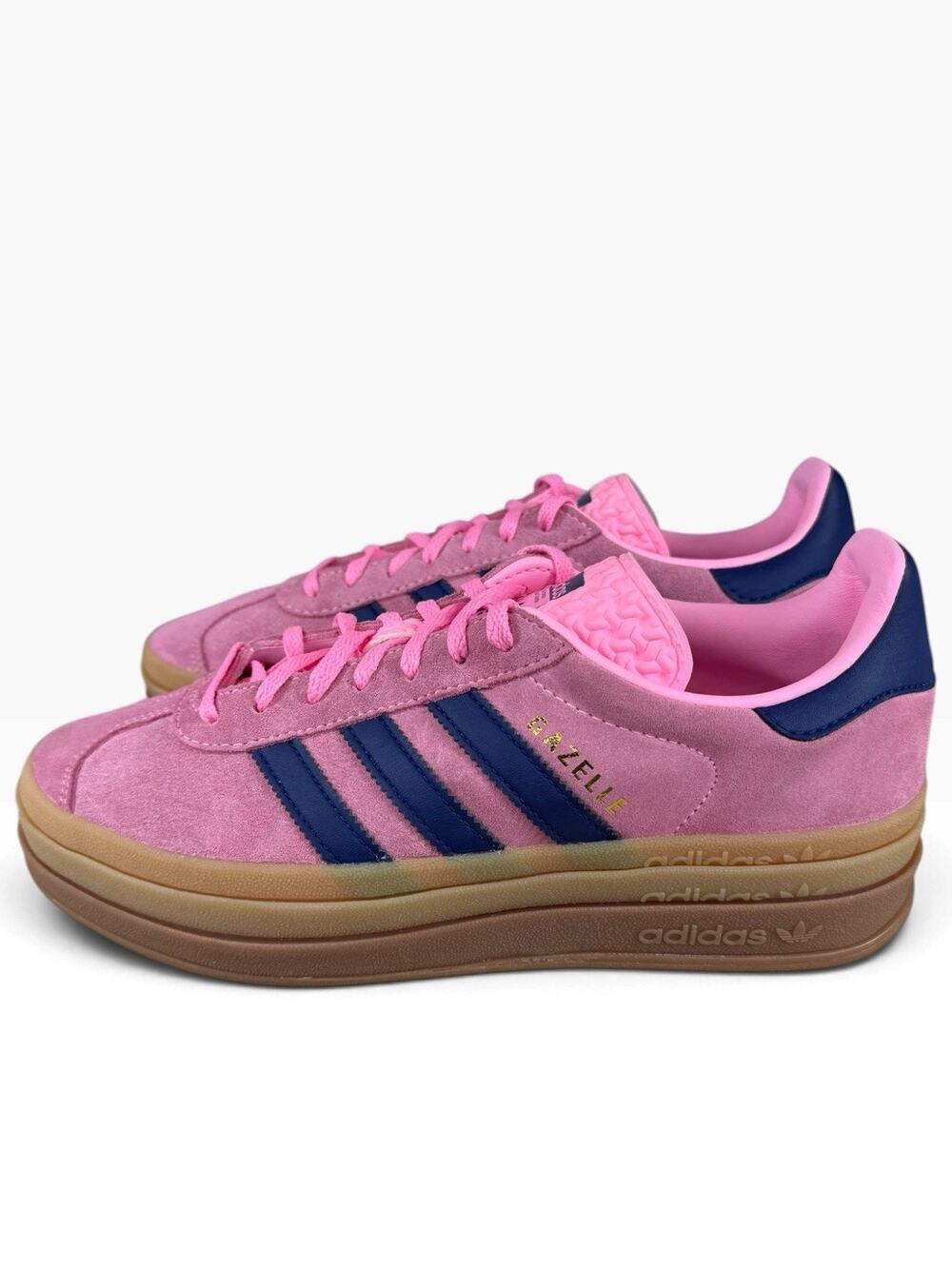 Size 8.5 Women’s Pink Navy Adidas Gazelle Suede Platform Sneakers